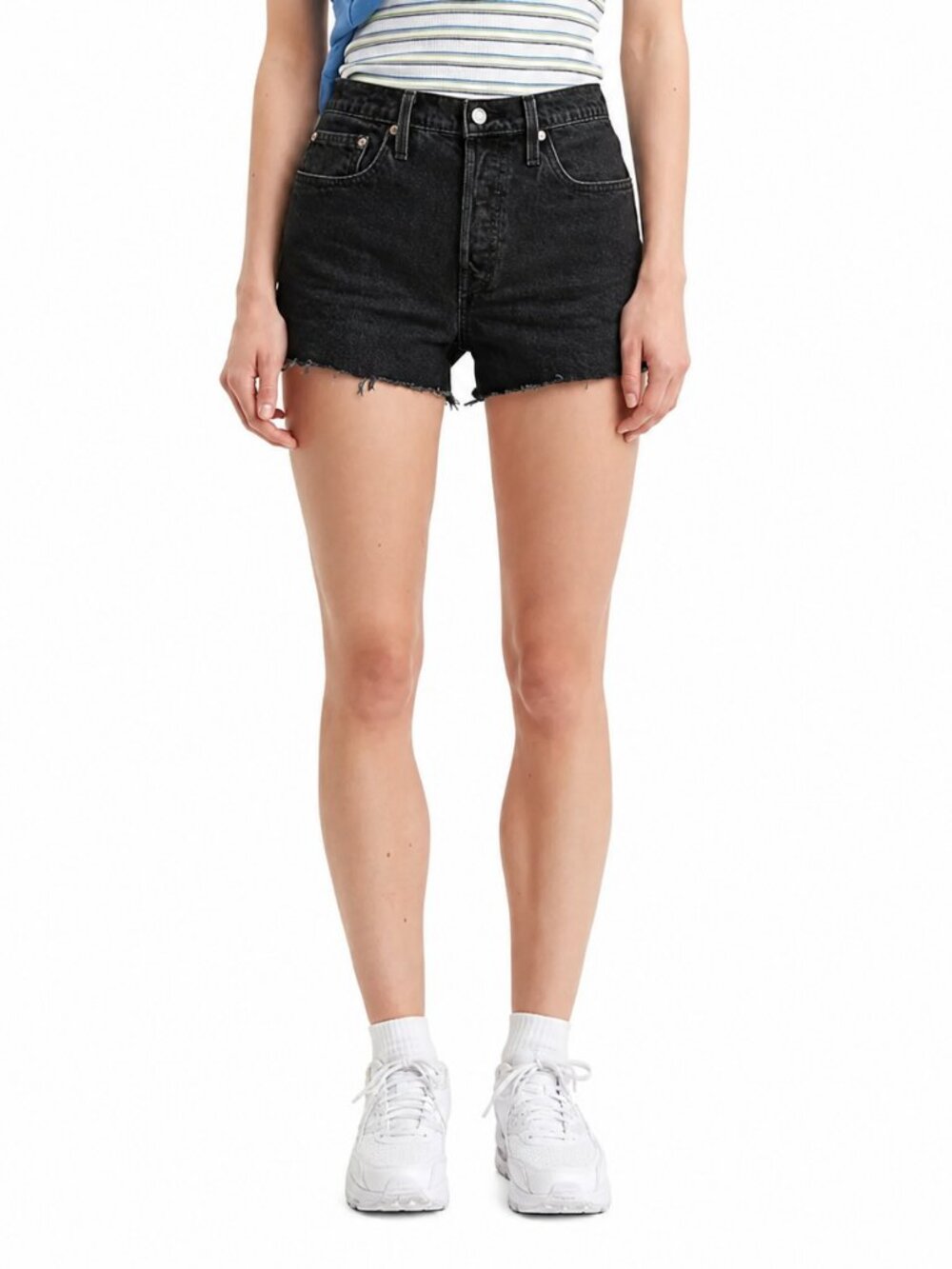 Levi's 501 Original Black Distressed Denim Shorts Size 27